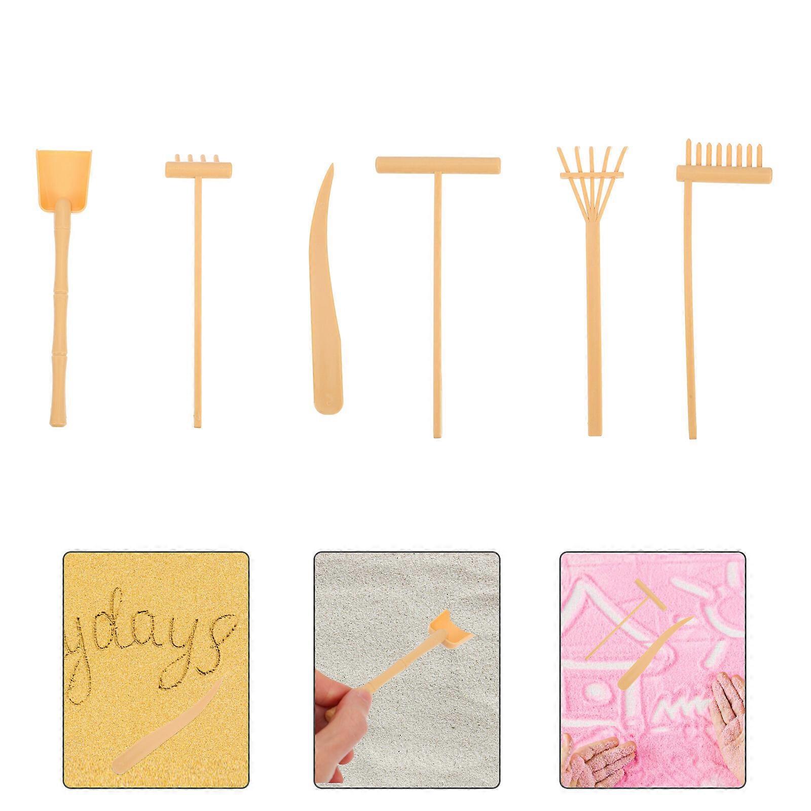 6pcs Zen Rake Tools Sand Smoothing Rake Sand Rake Push Tools Mini Rake Toys
