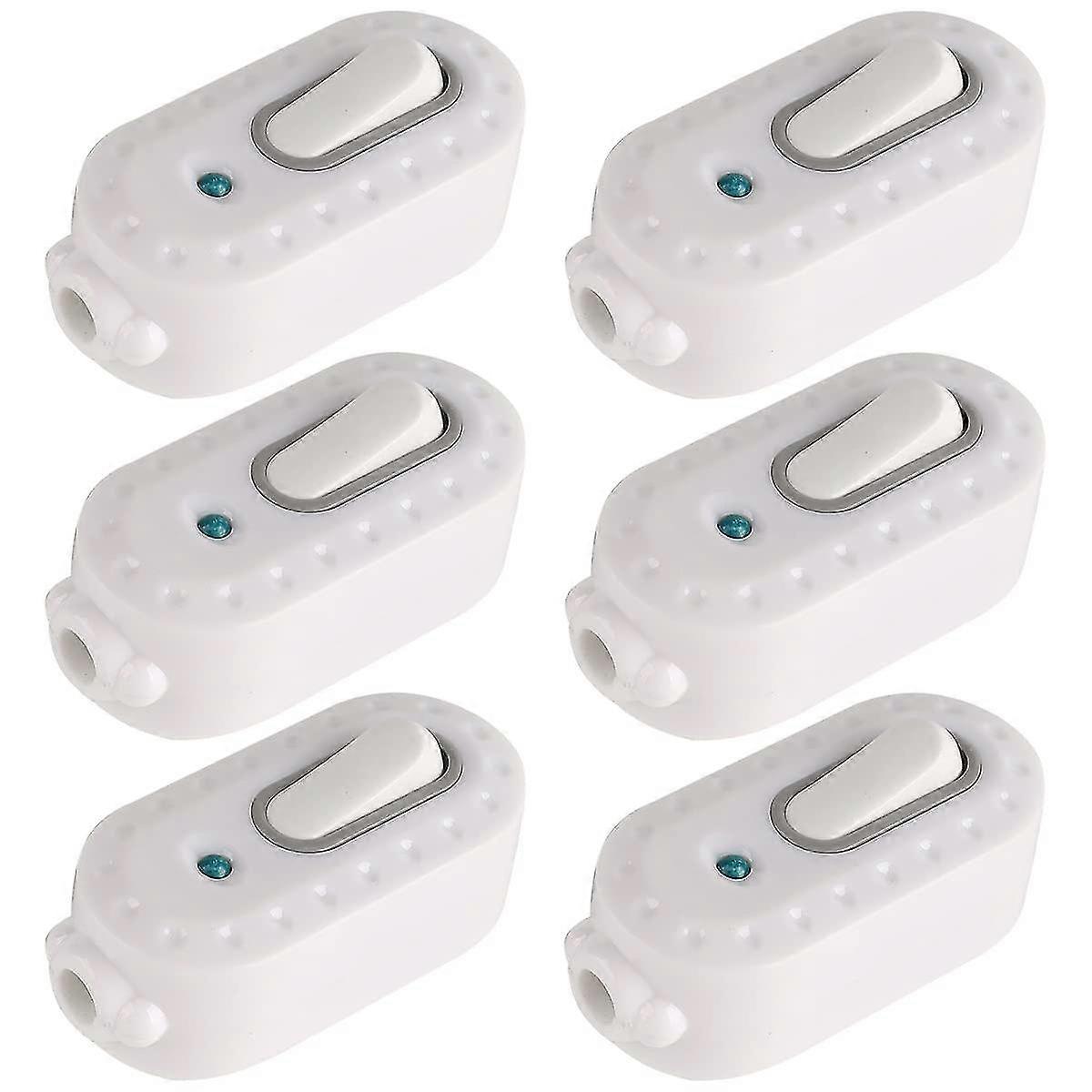 Bi-polar Switch,6pcs 6a Compact Plastic On/off Toggle Led In-line Cord Light Switch With Indicator Light