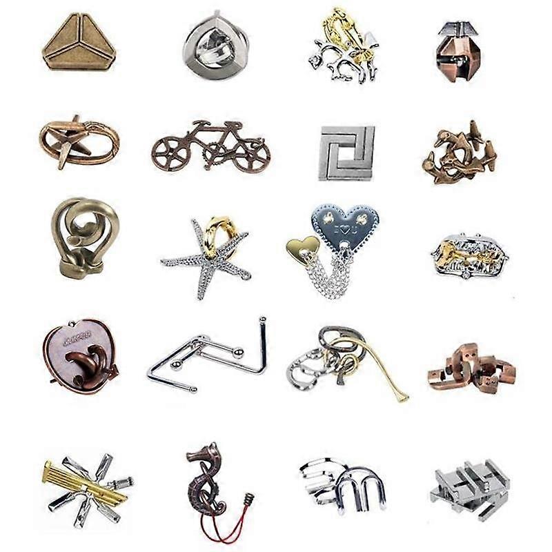 20PCS/Set IQ Metal Lock Educational Puzzle Game Magic Wire Brain Teasers Puzzles Game Gift