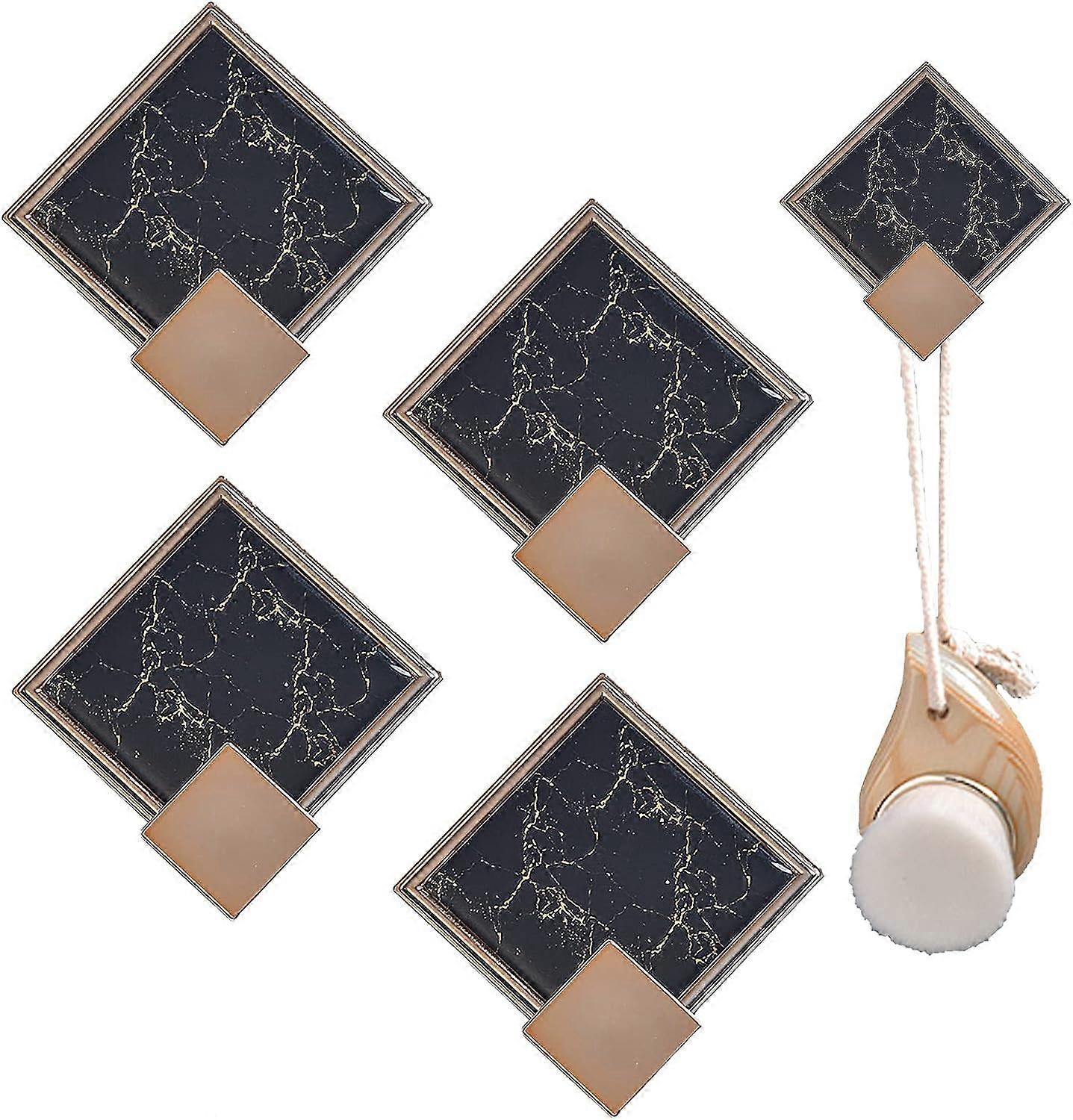 (Black) Set of 4 Adhesive Hooks Non-Piercing Adhesive Bathroom Hooks Towel Rack Self-adhesive hooks for hanging dishes, clothes and bathrobes.