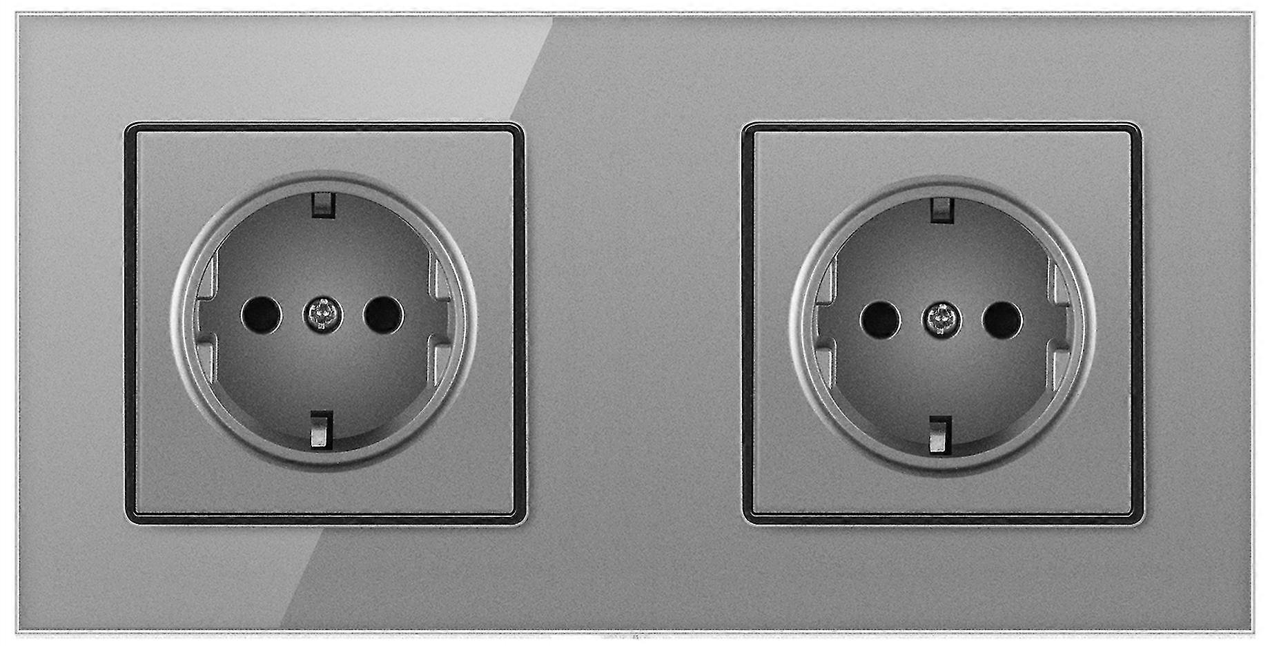 Wall Power Socket Two-slot Electrical Outlet Glass Panel Double Plug Socket