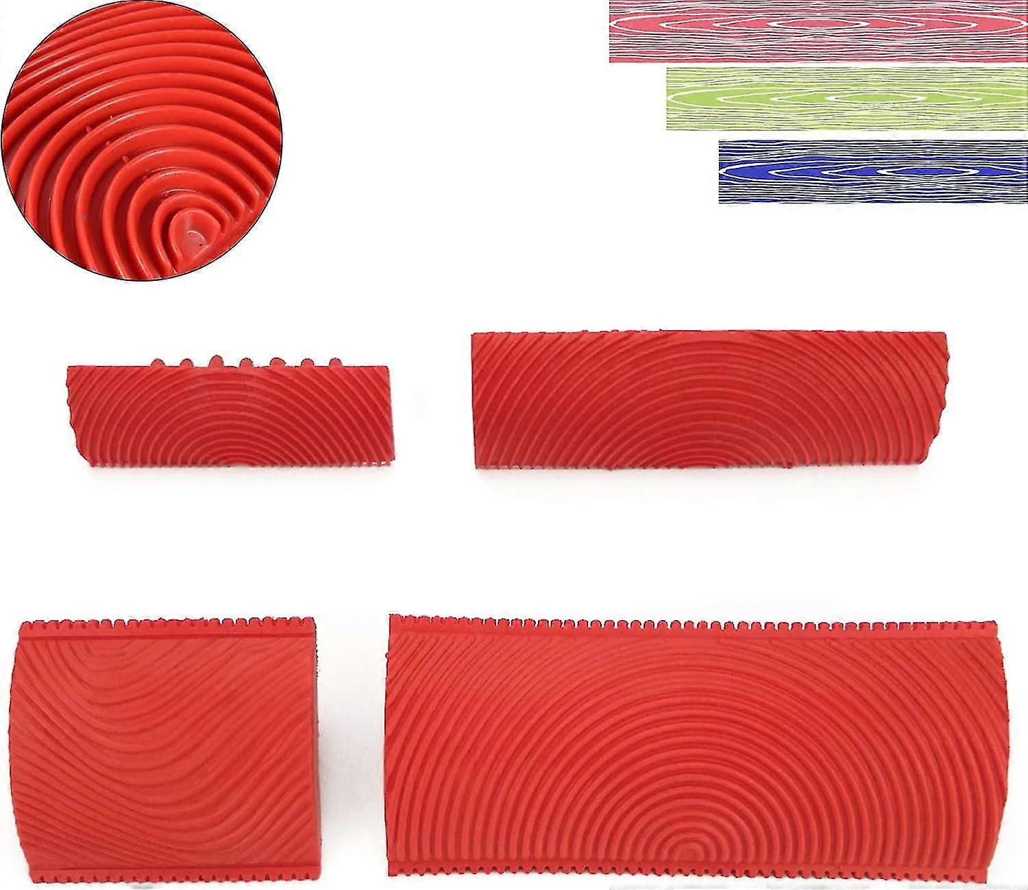 4 Pcs Wood Grain Tool, Imitation Wood Grain Paint Rollers, Imitation Paint Roller Brush Wall Painting Tool Set Wall Texture Painting Tool Set(ms3; Ms6