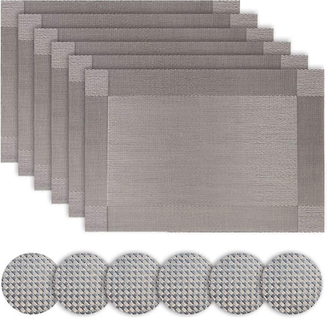 gris argenté Sets de table et sous-verres Sets de 6