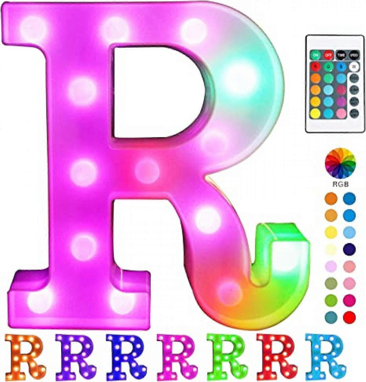 JUSTUP Coloré LED Marquee Lettre Lumières avec Télécommande Lumière Chapiteau Signes Party Bar Lettres avec Lumières Décorations pour La Maison --- Multicolore U
