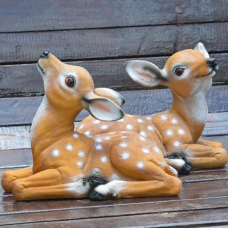 2 pz Resina Sika Cervo Figura Grande, Piccolo Animale Scultura per Esterno Patio Giardino Prato Casa Camera Da Letto Ufficio Art Decor