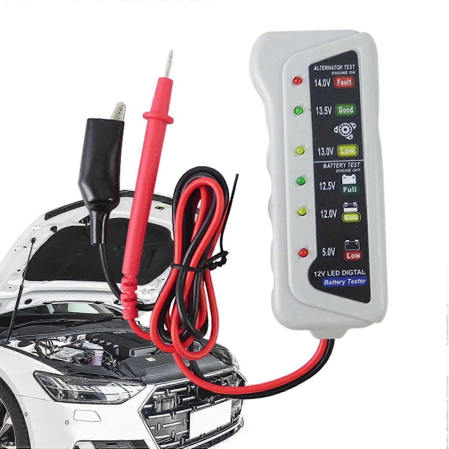 Automotive Battery Tester, High Accuracy LED Light 6V 12V Auto Battery Analyzer - Voltage Testers with Ergonomic Handle, Automotive Battery Checker fo