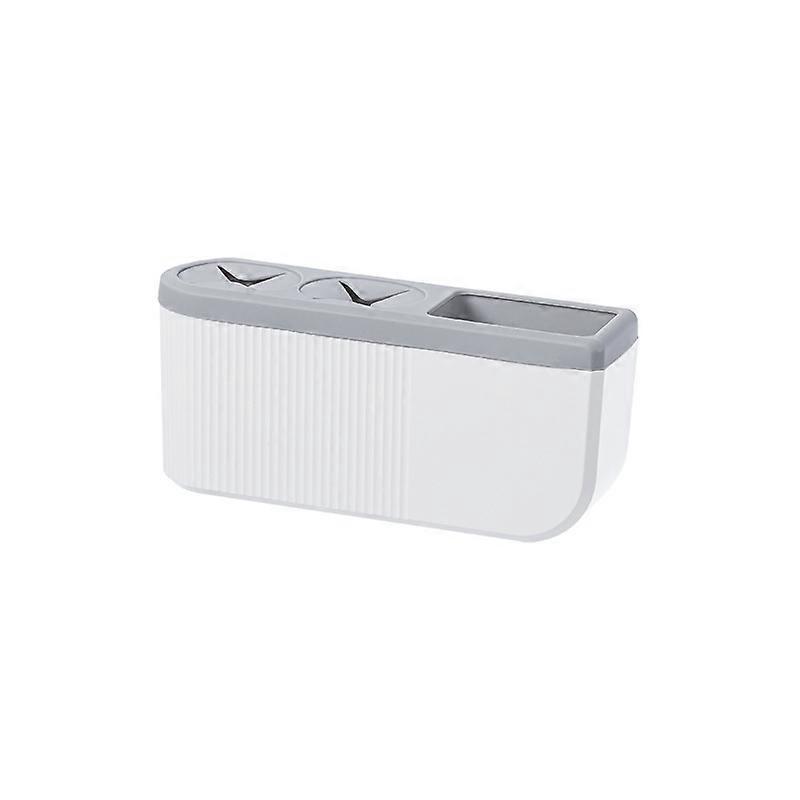 Electric Toothbrush Holder Wall Mounted Adhesive 2 Slots (Grey)
