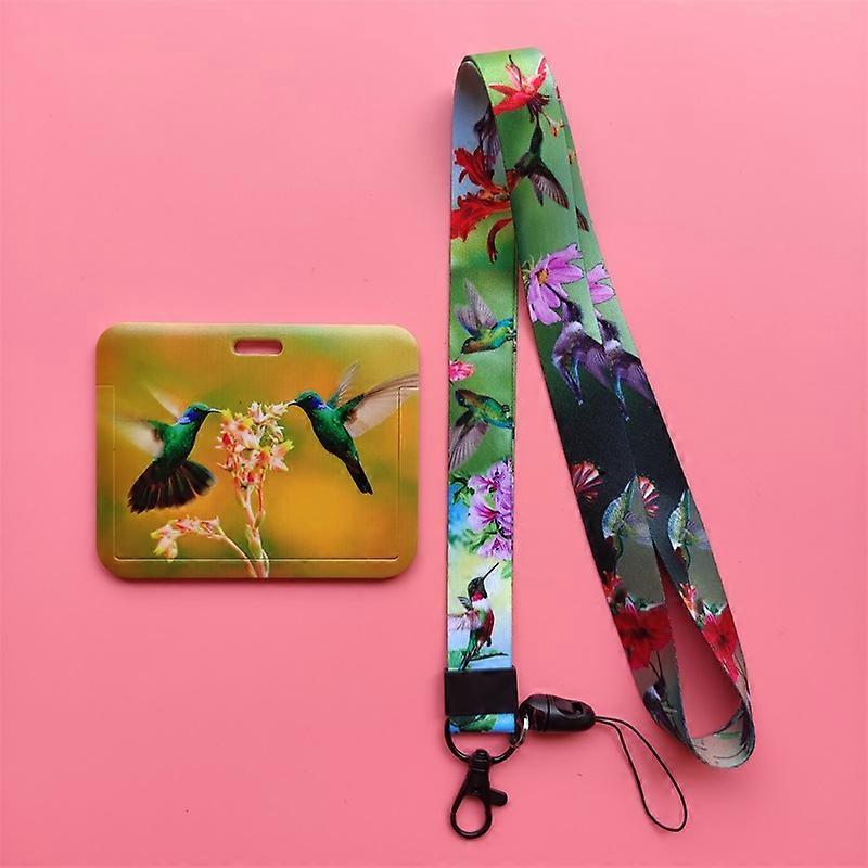 Hummingbirds Women's Name ID Business Badge Card Case Frame ABS Employee Case Cover Student Lanyard Name Card Holder