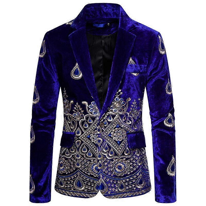 Mens Suit Jacket Slim Fit Printed One Button Floral Blazer