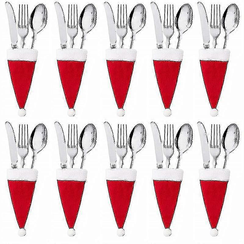 10 τσάντα κατόχου σκευών πακέτων Santa Hat Χριστούγεννα