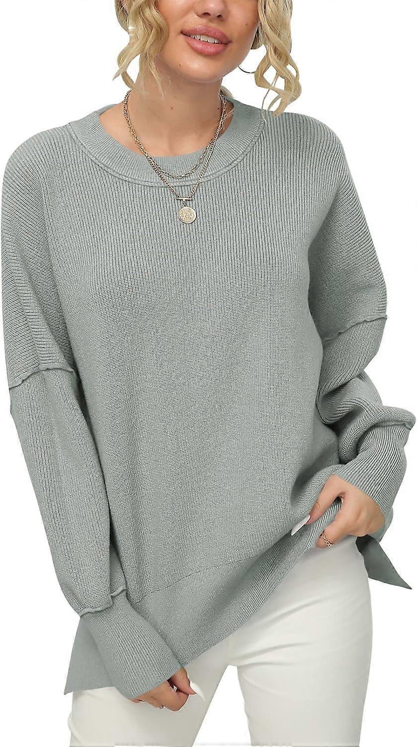 Girocollo Batwing Sleeve Oversize a costine Pullover Pullover Top Top