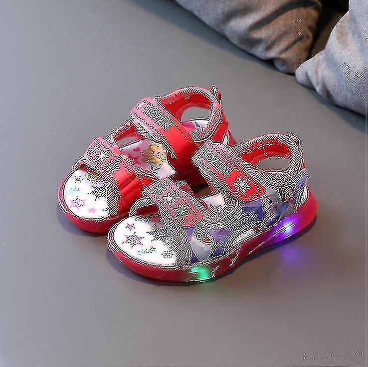 Children Sandals Girl Princess Sandal Frozen Elsa Summer Breathable Luminous Kids Girls Sports Sandals Shoes