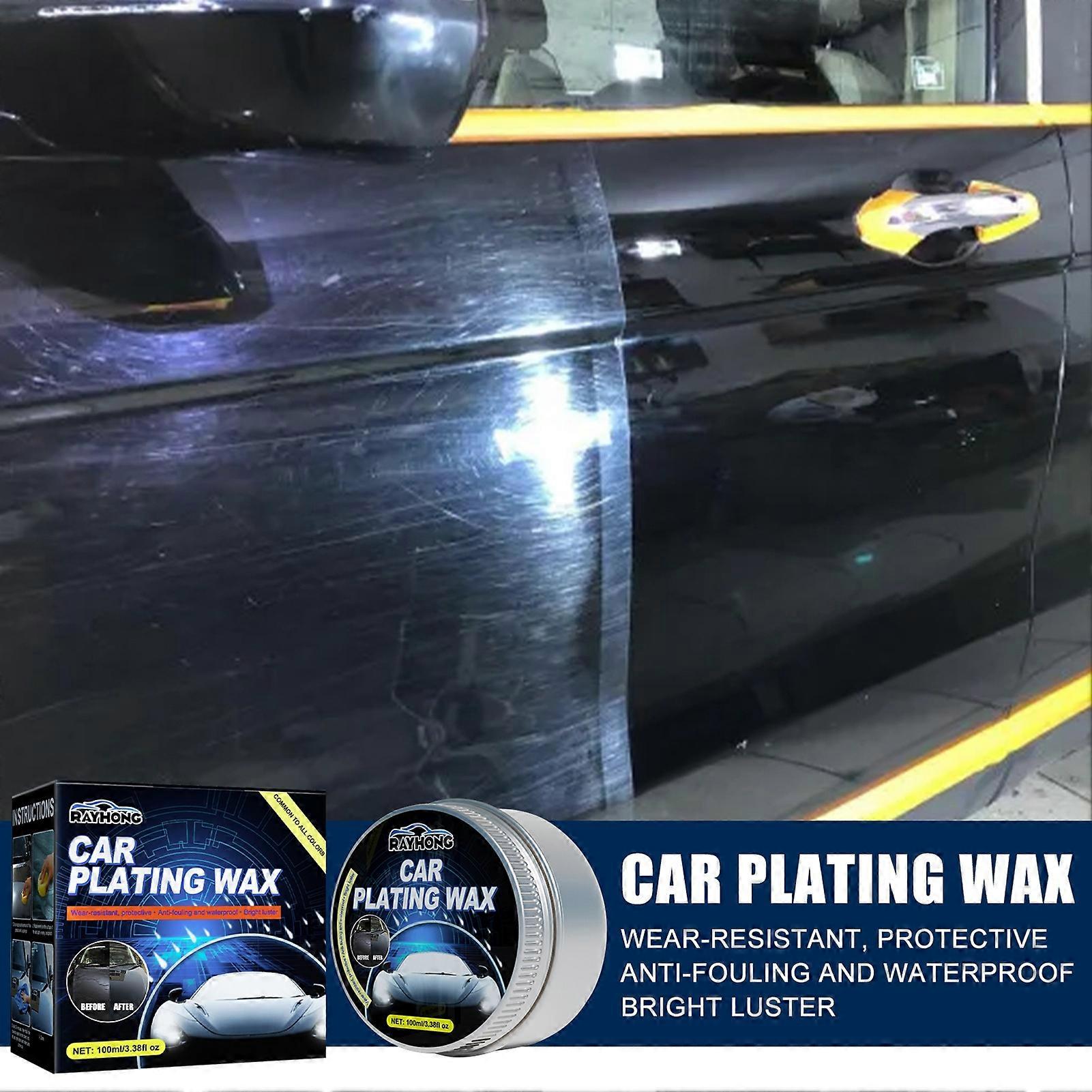1 Set 100ml Car Wax Scratch Repair Long-lasting Shiny Surface Non-greasy Hydrophobic Stain Removal with Waxing Sponge Car Wax Faux Crystal Plating Set