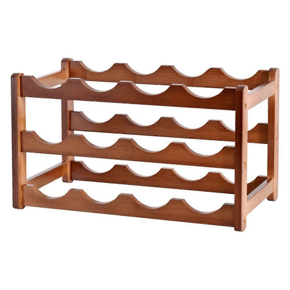 Classical Wood Household Wine Storage Rack Stand 12 Bottle Holder Display Shelf