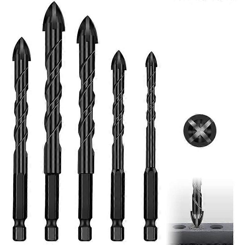 Tile Drill Bits 5 PCS Ceramic Glass Drill Bits Tile Drill Bits Plastic Masonry Ceramic Concrete Glass Mirrors and Wood Guajuni