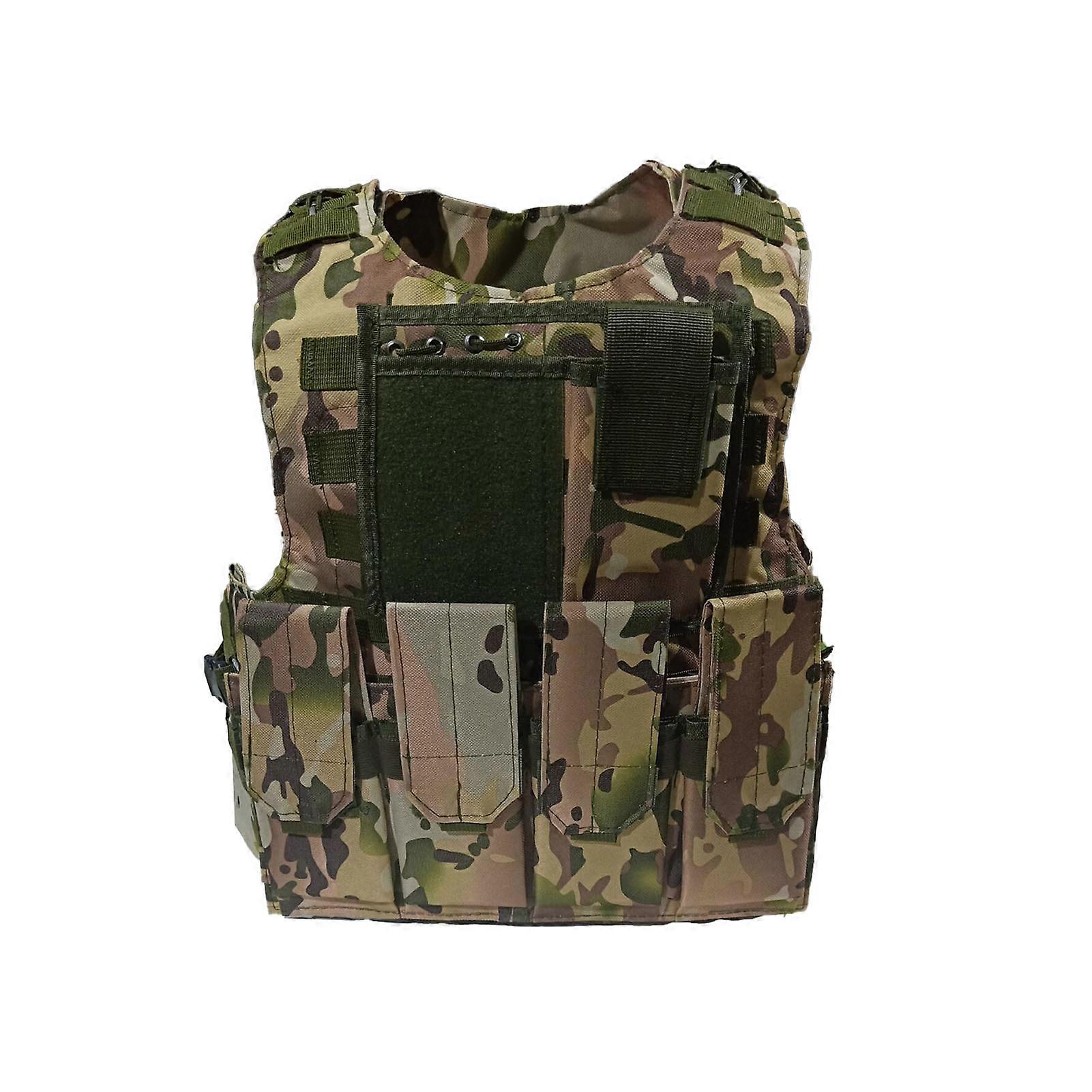 2024Men's Military Vest Lightweight Adjustable Outdoor Training Vest Multi Function Outdoor Equipment for Fishing Traveling CP
