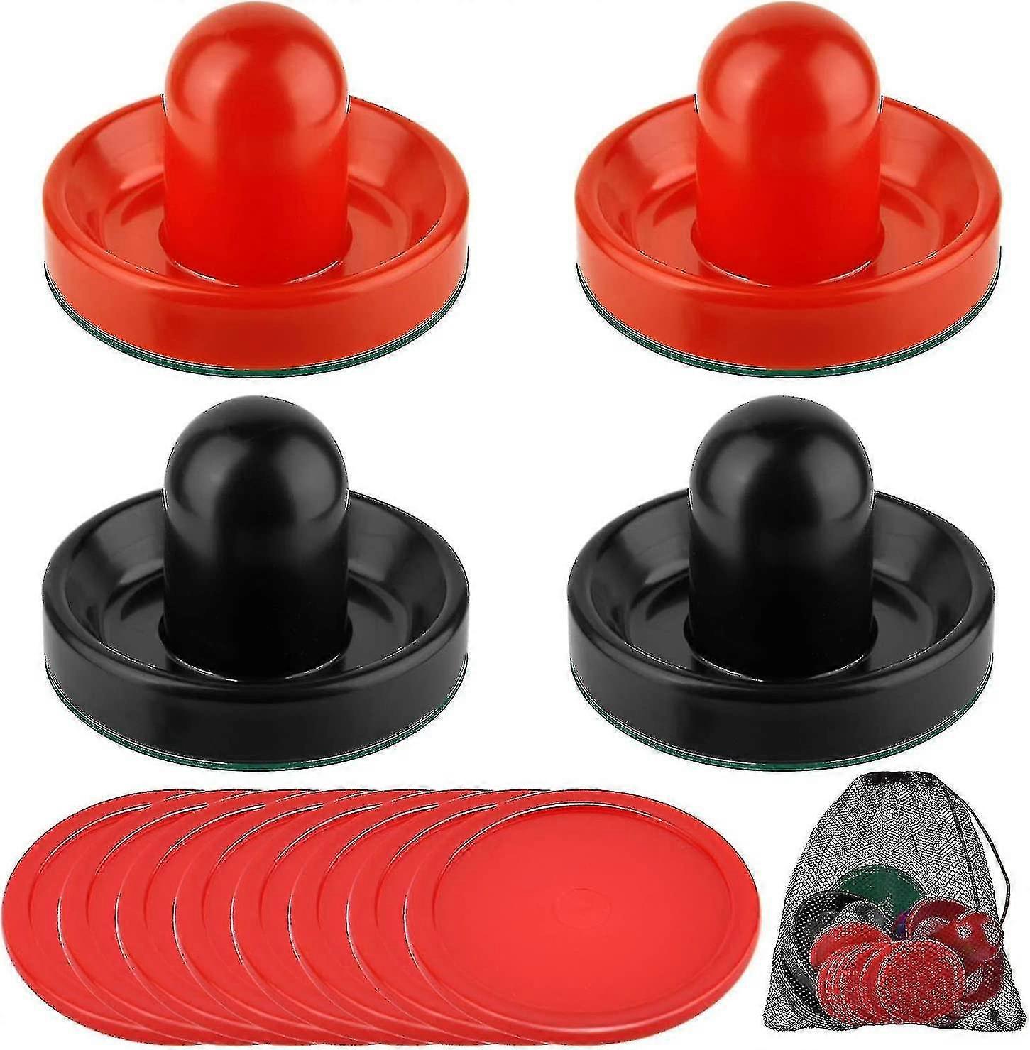 Ice Hockey Table Batting Booster for Game Table (4 Push Handles, 8 Pucks) (Black+Red) - ya01
