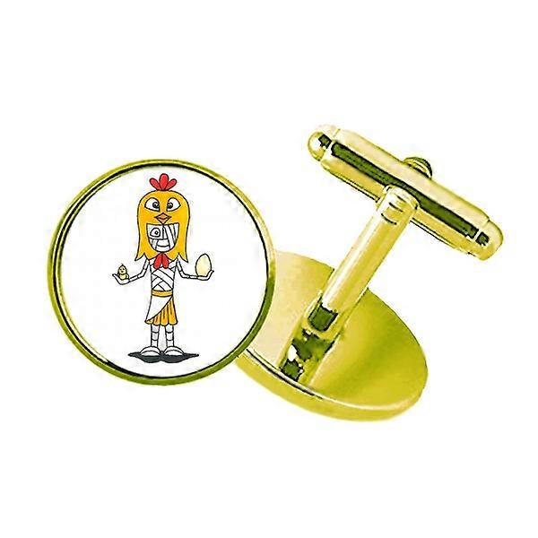 エジプトミイラホルスチキンハットスタッズビジネスメタルカフリンクスゴールデン