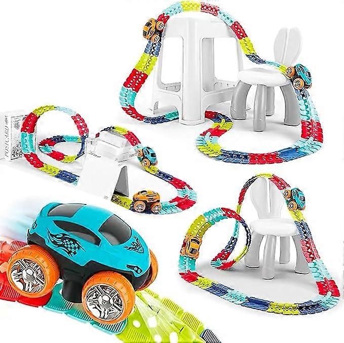 Glow-in-the-dark Race Track Toy with LED Glow Racing Toy Car Set