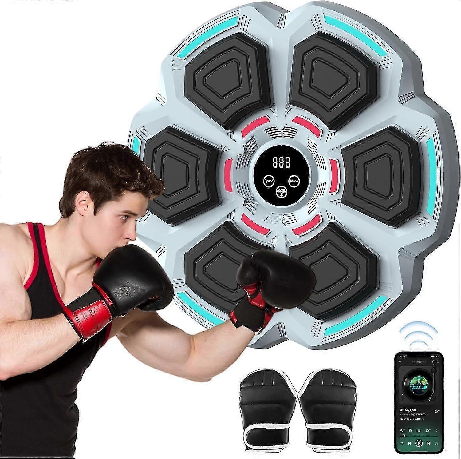 Music Boxing Machine with Gloves, 9 Modes Wall Mounted Smart Bluetooth Music Boxing Trainer Parent-Child Games,Focus Agility Training Punchine Target