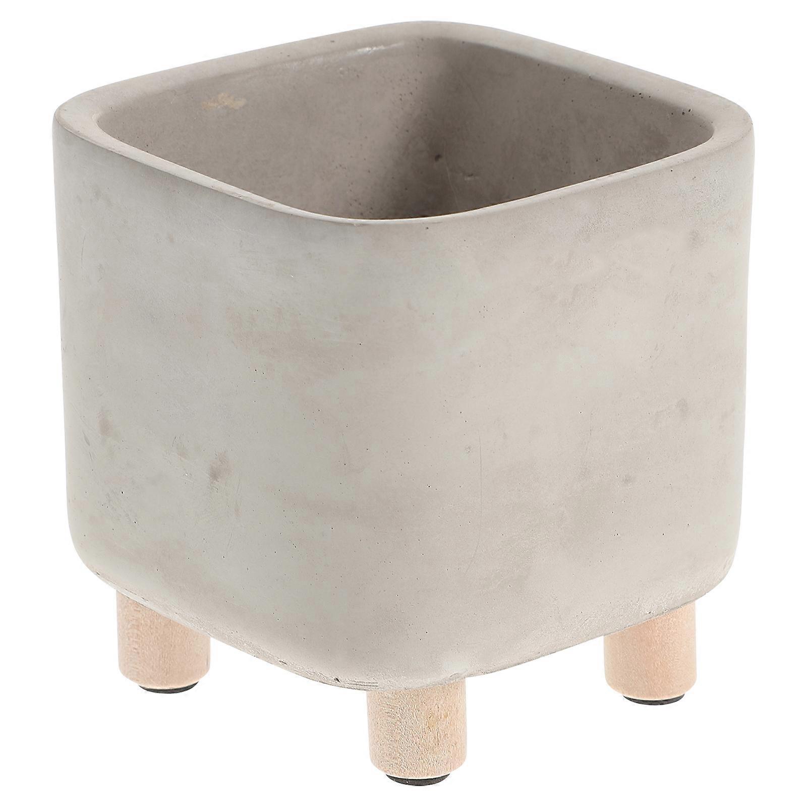 1Pc Plant Pot Simple Cement Flower Container Creative Planter (Light Grey)