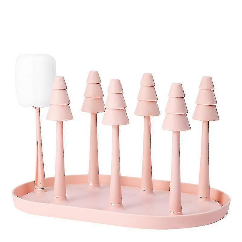 Cup Drying Rack With Drain Tray Bottle Rack With Hooks And Cup Brush