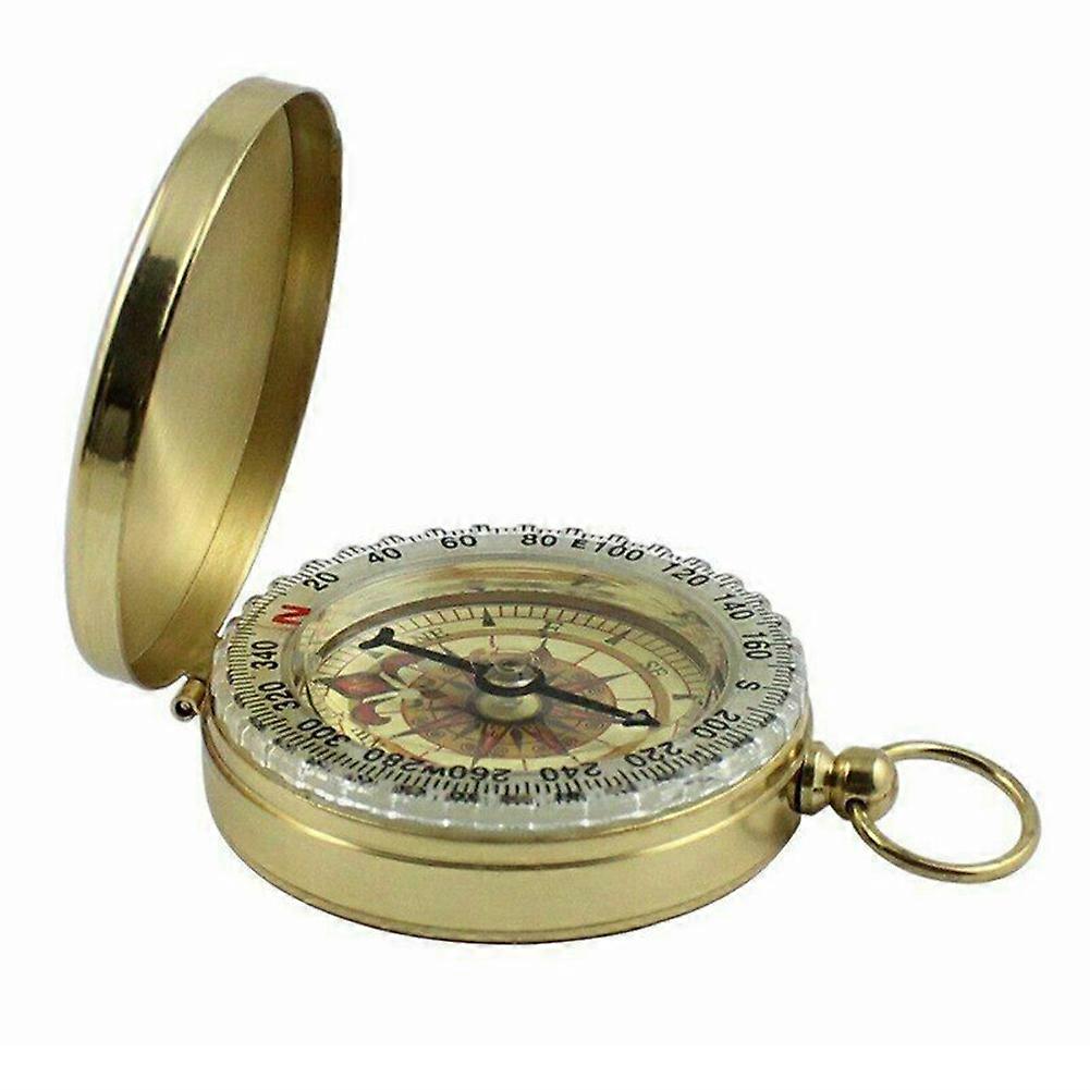Compact Brass Pocket Compass Keychain for Camping and Hiking