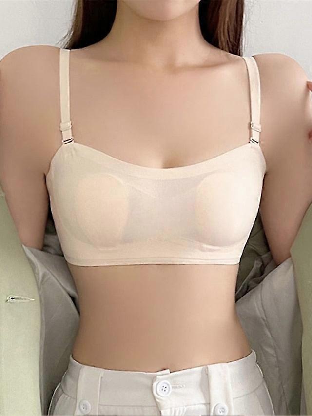 Women's Wireless Bras Padded Bras Detachable Straps Full Coverage Scoop Neck Breathable Push Up Pure Color Hook & Eye