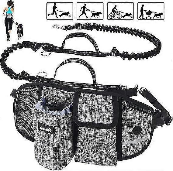Dog Leash Hands Free Dog Leash Up To 110kg Shock Absorption, Comfortable, Reflective Stitching, Ideal For Running, Jogging And Walking (grey)