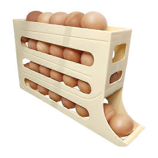 Fridge Egg Storage Box Four Tiers Automatic Rolling Large Capacity Space-Saving 30 Egg