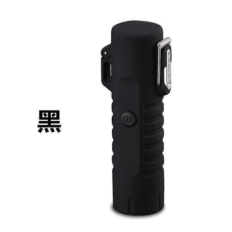 Wholesale Waterproof Windproof Double Fire Electric Arc Lighter Creative Personality Outdoor With Flashlight Rechargeable Igniter Cross-Border