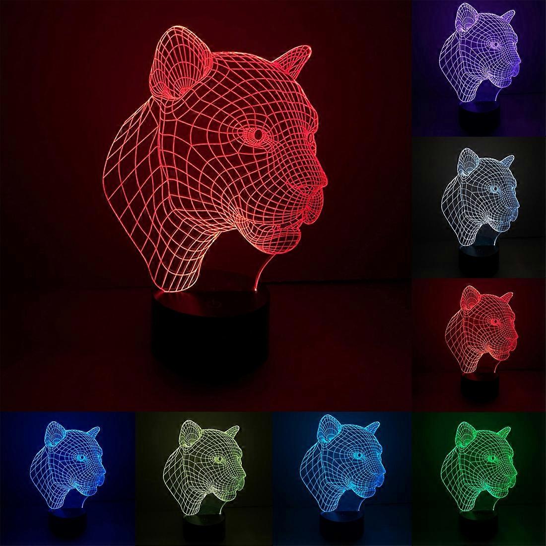 Leopard Style 3D Touch Switch Control LED Light , 7 Color Discoloration Creative Visual Stereo Lamp Desk Lamp Night Light