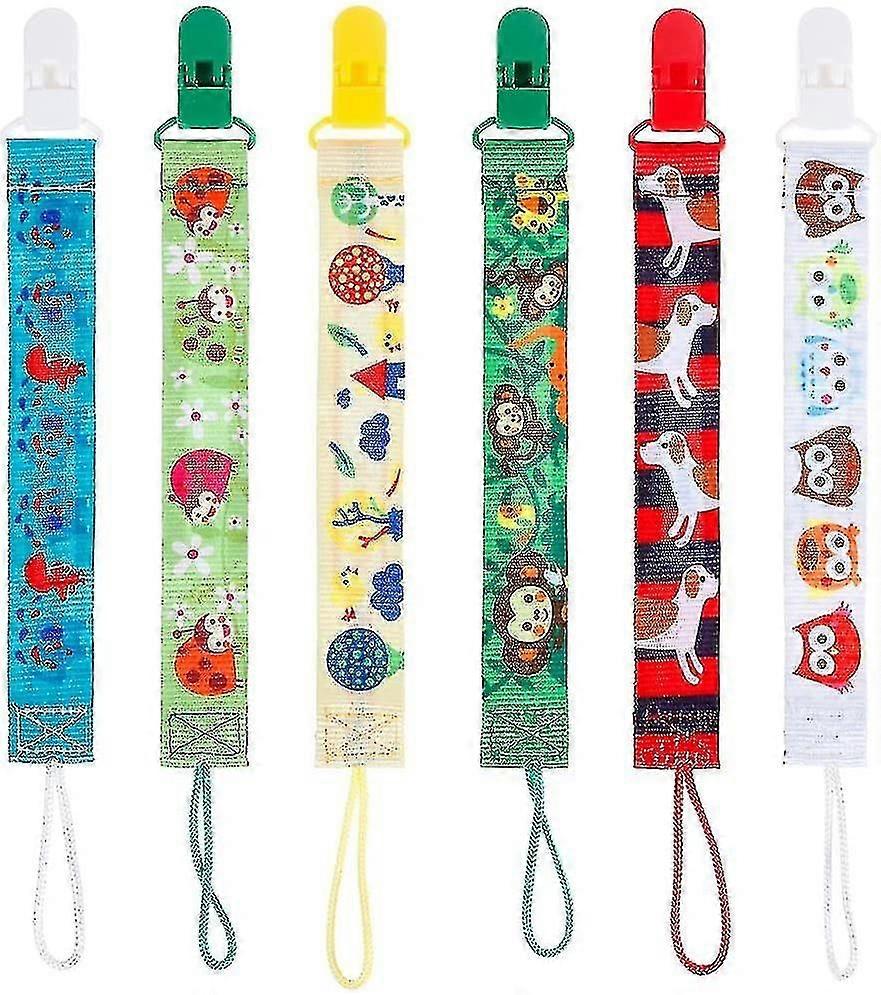 6 Pieces Double-sided Pacifier Clip-unisex Design Diy Baby Name Multicolor