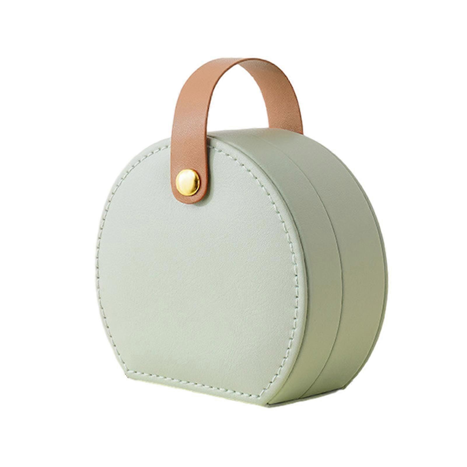 Small Leather Jewelry Box with Handle Multi-Purpose Bracelets Organiser Case for Business Trip