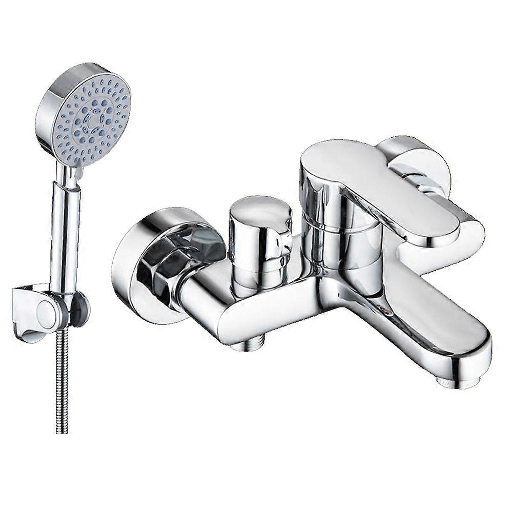 Bathroom Shower Faucet Mixer Set with Wall-Mounted Sprayer Hose, Durable Chrome Finish, Adjustable Flow Control