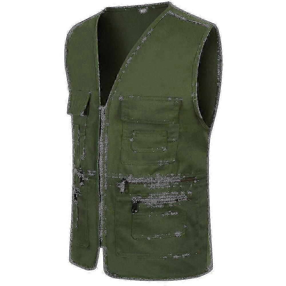 גברים מרובי כיסים אפוד דיג מקטורן הליכה מעיל ז'קט גילט