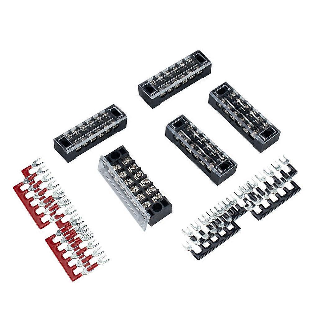 5Pcs 6P Screw Barrier Terminal Block 6 Postions Terminal Barrier Strips