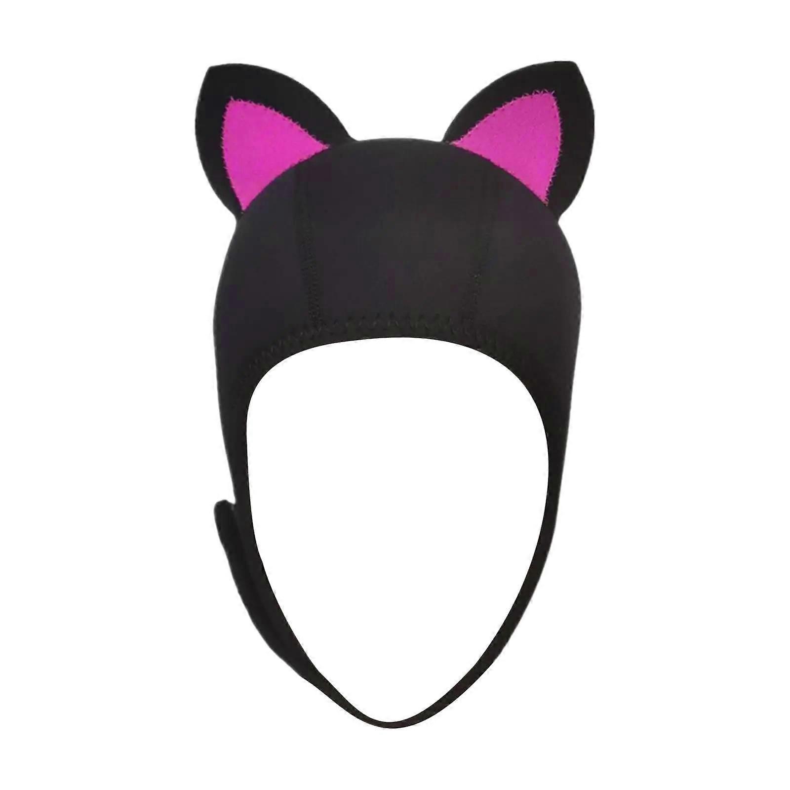 Kedi Kulakları Tüplü Dalış Hood Yüzmek Şapka Neopren Wetsuit Hood Sıcak Tutmak Yetişkin