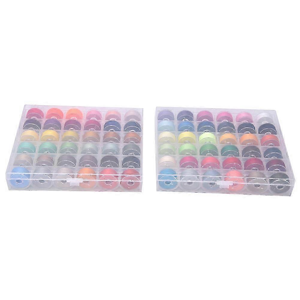 72 Colors Bobbin Thread Transparent High Quality with 2Pcs Plastic Box Sewing Machine Accessories72 Colors Bobbin Thread(2 boxes)