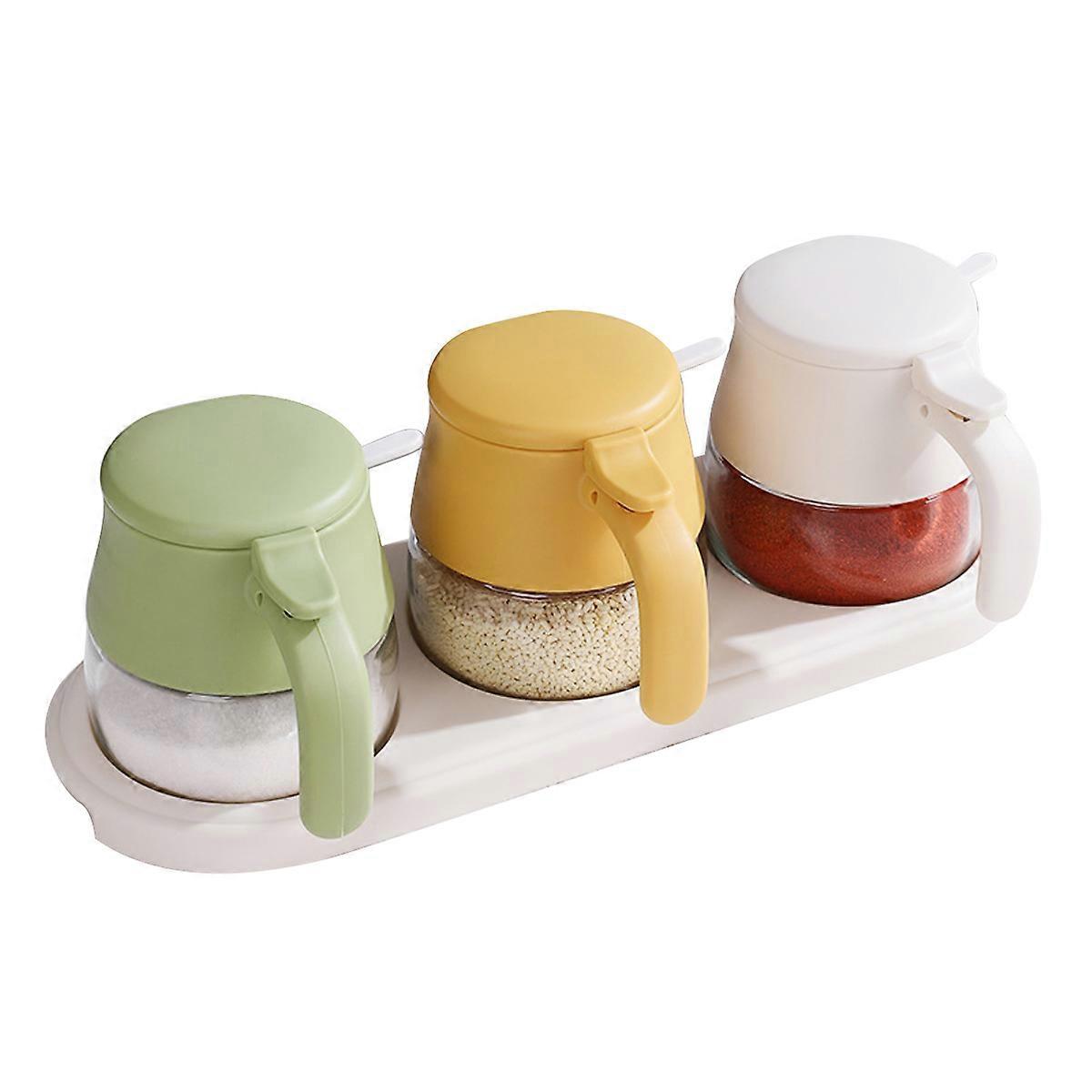 Spice Rack, Clear Glass Spice Box with Lid and Spoon, Kitchen Spice Box Spice Storage Container