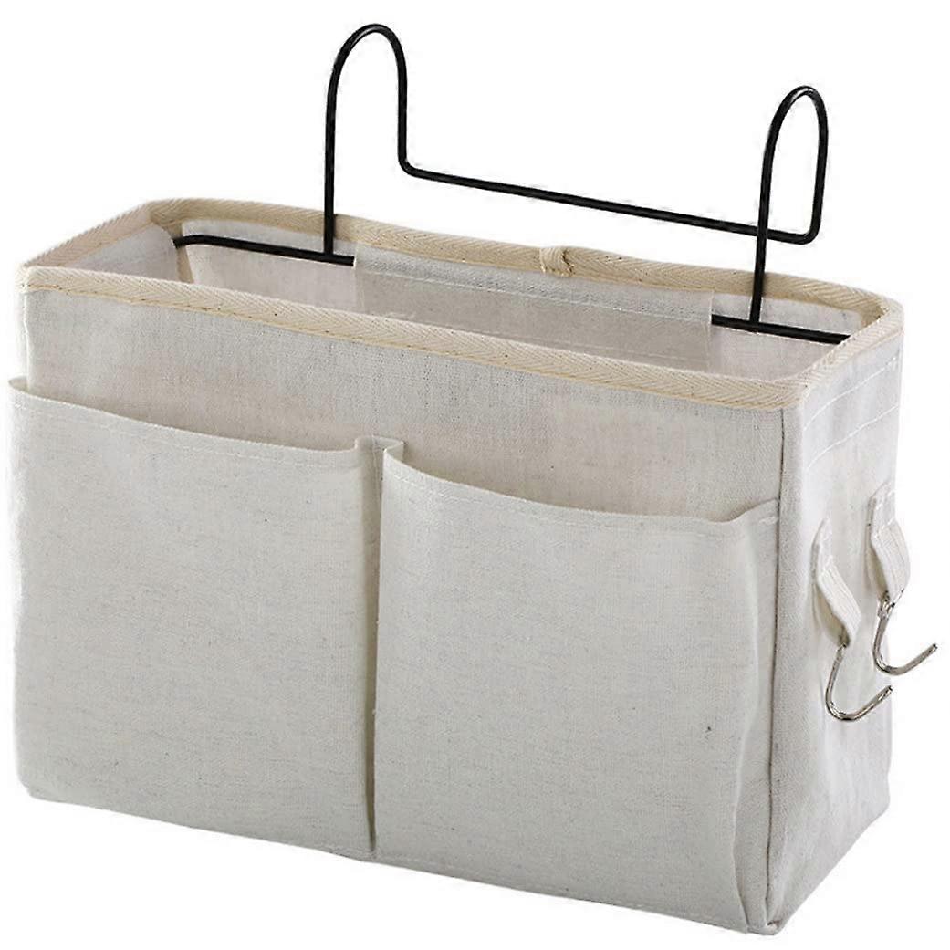 Bedside Hanging Storage Bag Caddy For Mobile Phone And Note Organizer Basket White For Bunk Beds Yatt Rooms