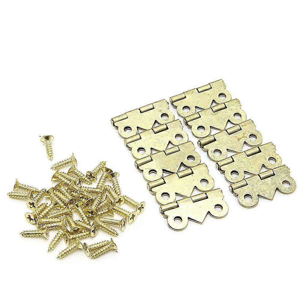 10x Mini for Butterfly Door Cabinet Drawer Jewellery Box Hinge Furniture 20mm x1  Gold