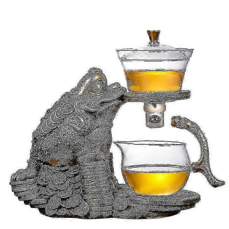 "Creative Tea Toad Shape Teapot Automatic Maker Pu'er Oolong And Cup Set Heat-resistant Glass Holder"