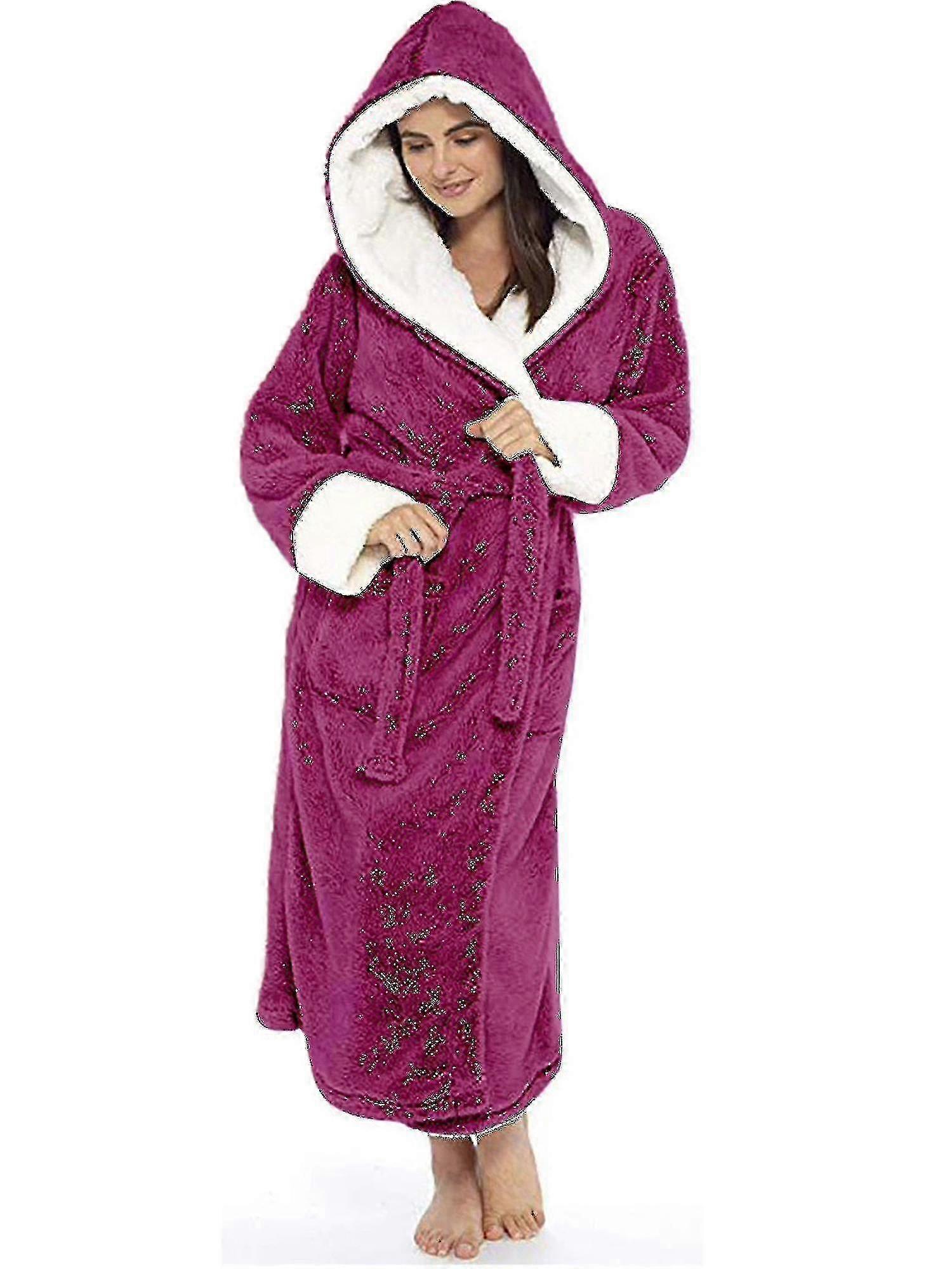 Zachte capuchon dames sherpa fleece towling badjas