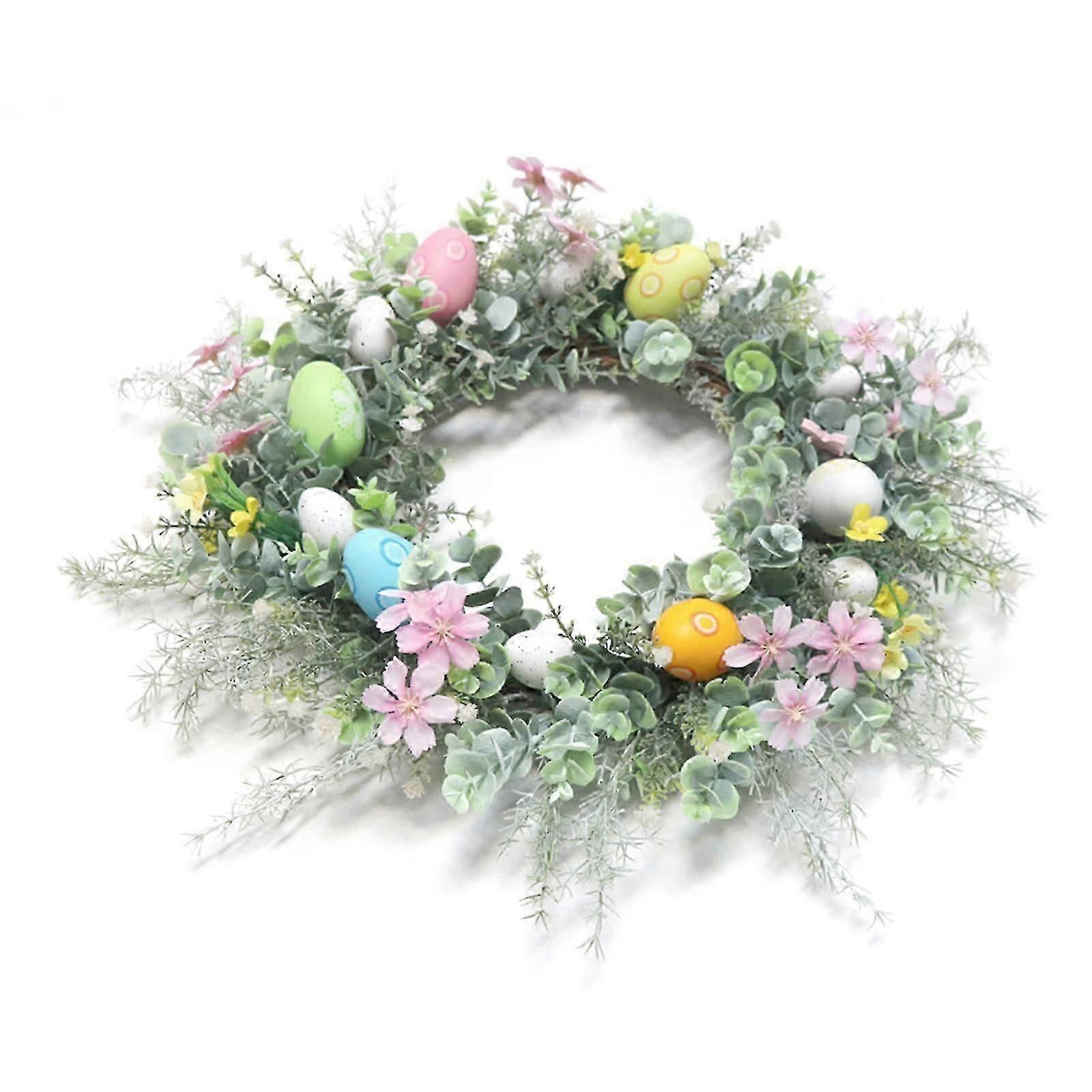 2023 Easter Wreath Colorful Easter Egg Decor Spring For Front Door Mini Garland Decor