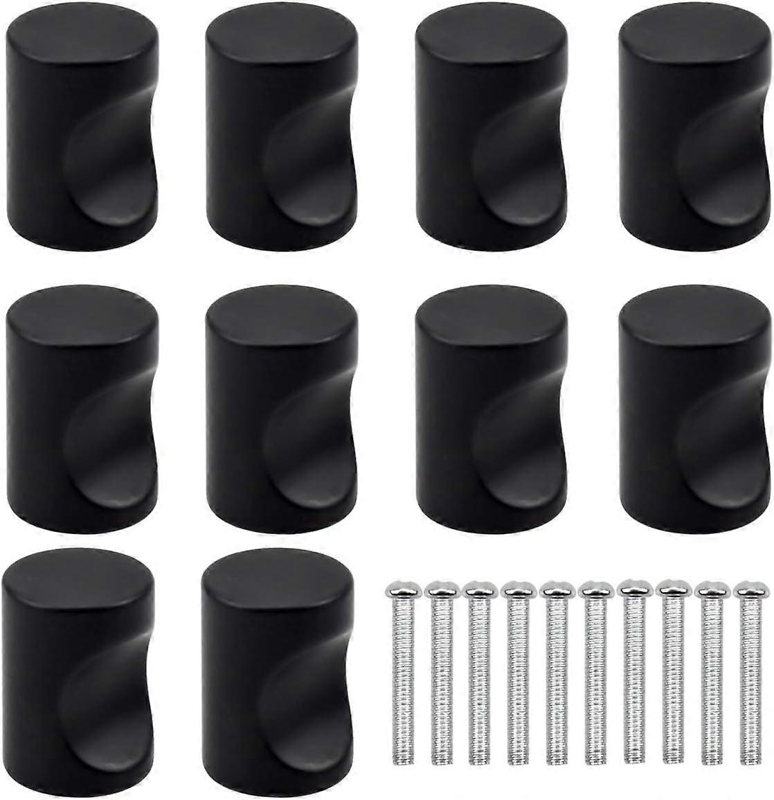 Contemporary Cabinet Knobs, Flat Black Finish, Cylinder Shape