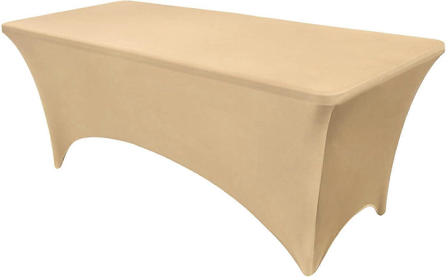 Elegant Spandex Table Cover for 48"x24"x30" Tables, Stain Resistant Universal Rectangular Tablecloth, Beige, Decorative Protective Cover for Special