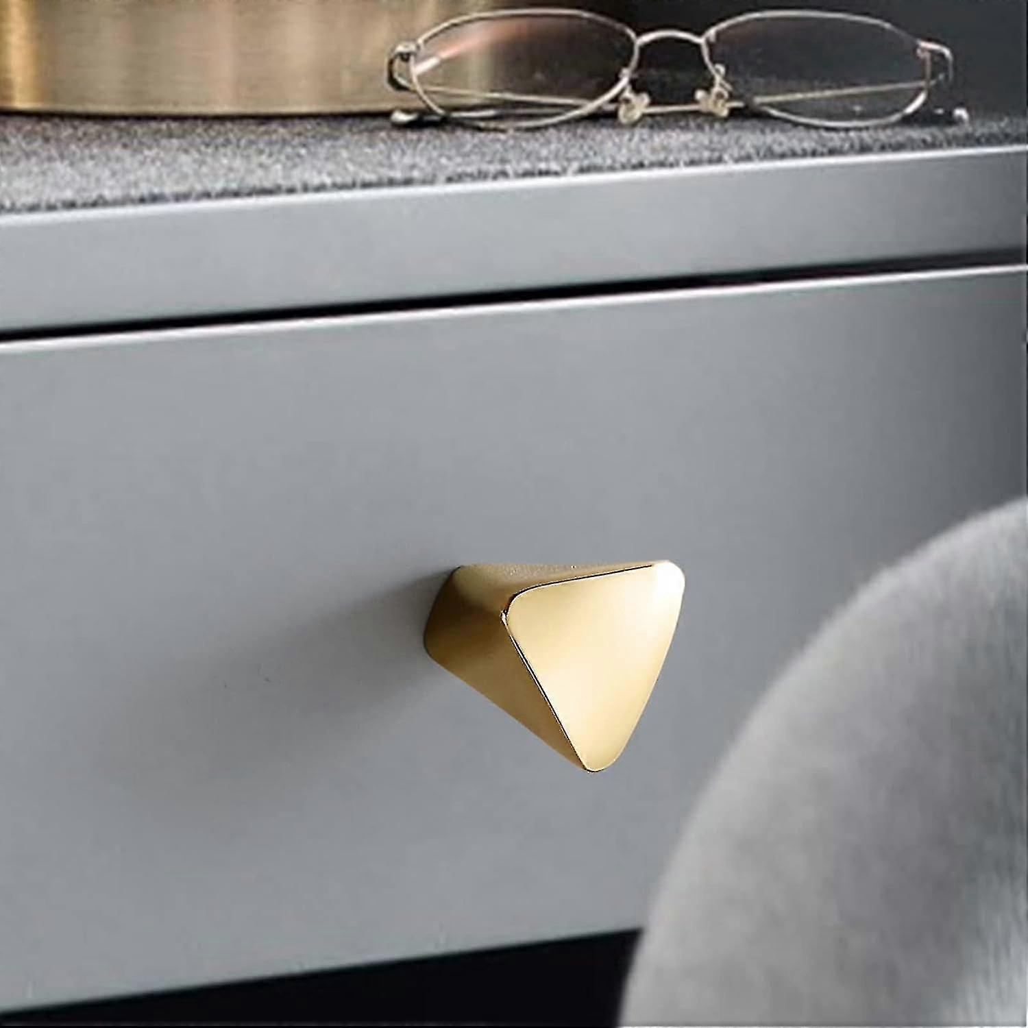 4 Pieces Gold Triangle Cabinet Knob, Brass Cabinet Dresser Drawer Knobs Hardware Handle Kitchen Cupboard Knobs Small Drawer Knobs - Q36