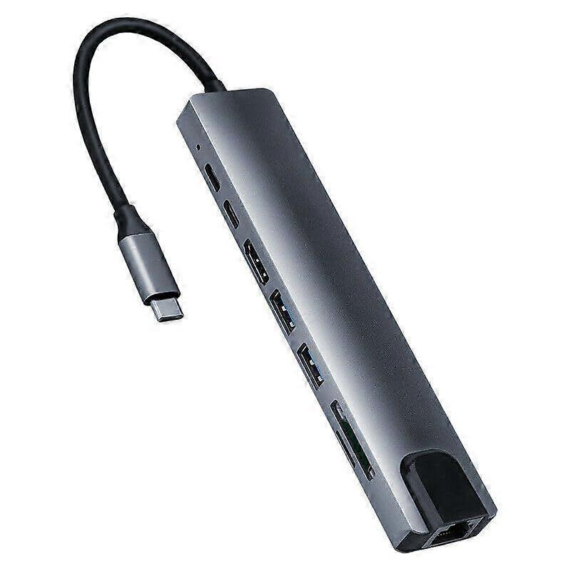 USB C HUB, 8 in 1 Adapter with 4K 60Hz HDMI, Type 100W PD, Port, 3.0, RJ45 Ethernet, SD/TF Cards, Docking Station Compatible MacBook Air/Pro, iPad, Wi