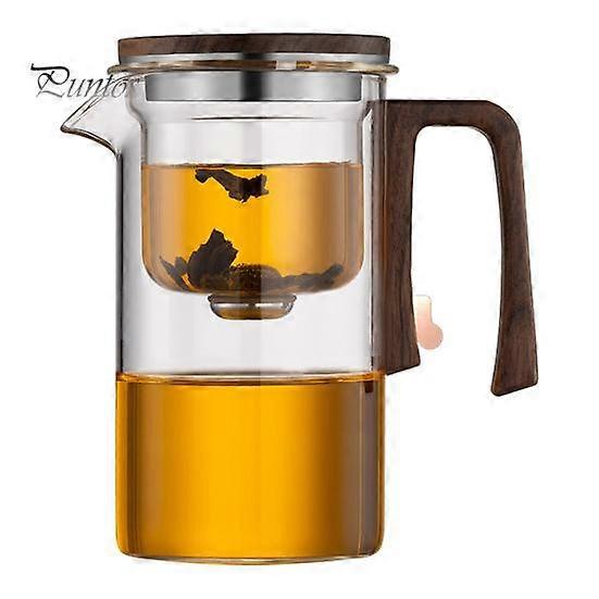 520/720/900ml γυάλινη τσαγιέρα με ξύλινη λαβή εγχυτήρα Ανθεκτική στη θερμότητα τσαγιέρα διαχωρισμού νερού χωρίς στόμιο Εύκολος καθαρισμός βραστήρα τσαγιού για κρύο